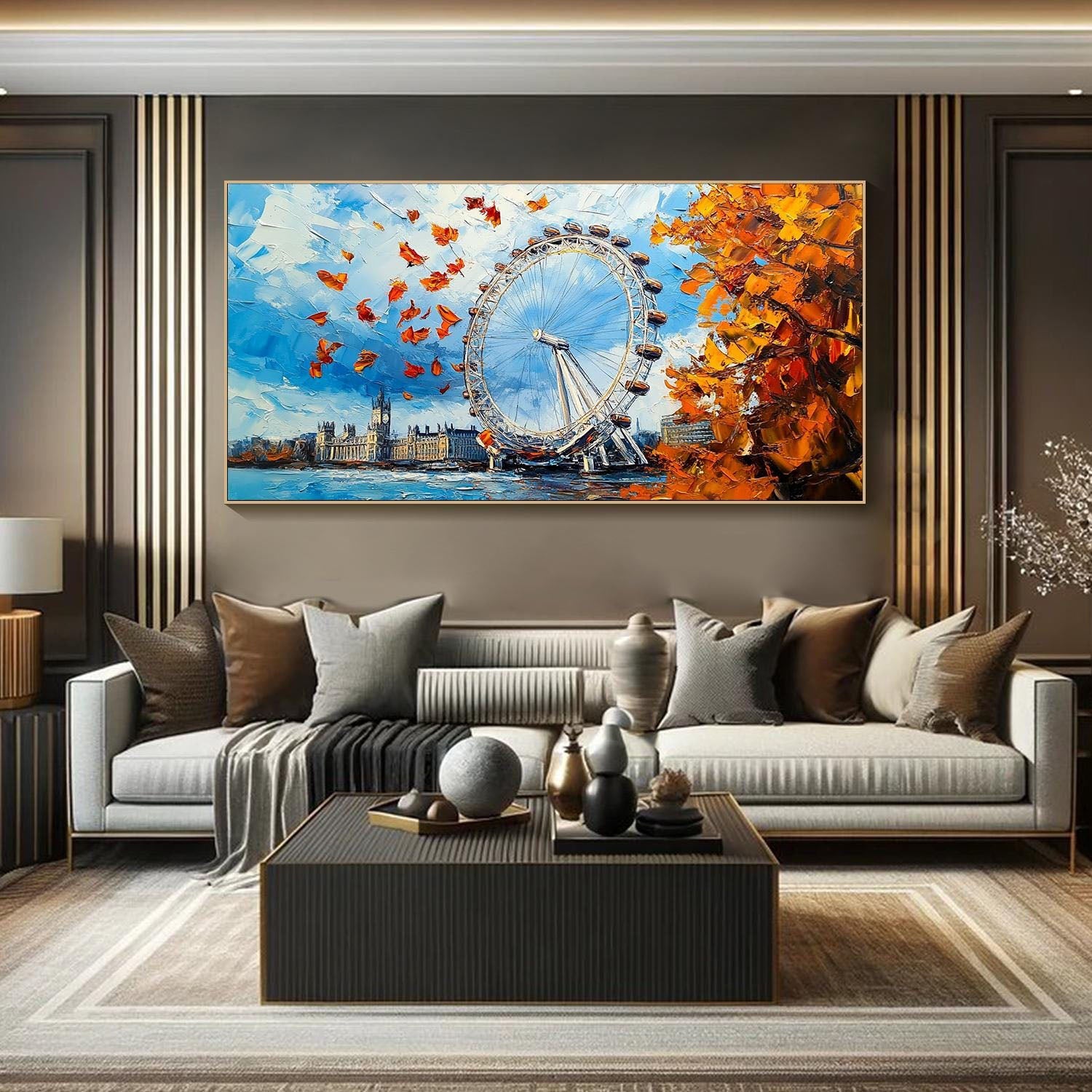 London Eye Themed Oil Painting - Modern Cityscape Art #TB 058