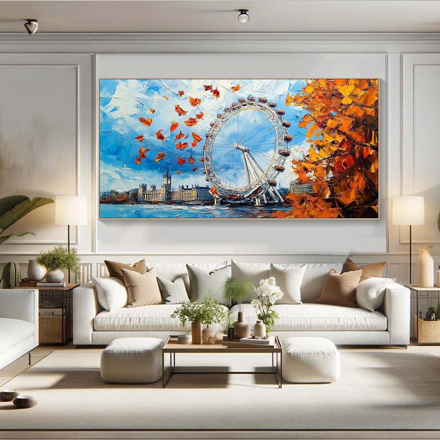 London Eye Themed Oil Painting - Modern Cityscape Art #TB 058