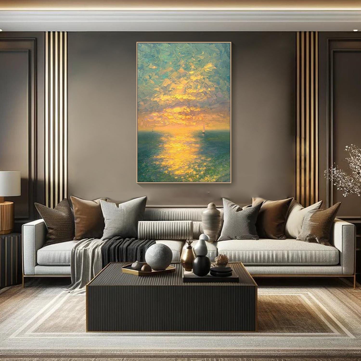 Unique Sunrise Seascape Art Wall Painting #TB 017