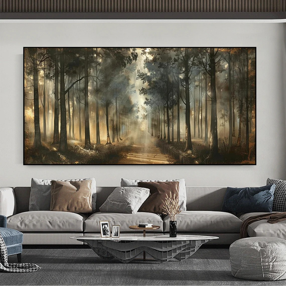 Forest Path Abstract Oil Painting - Sun-Drenched Woodland #JJ 041