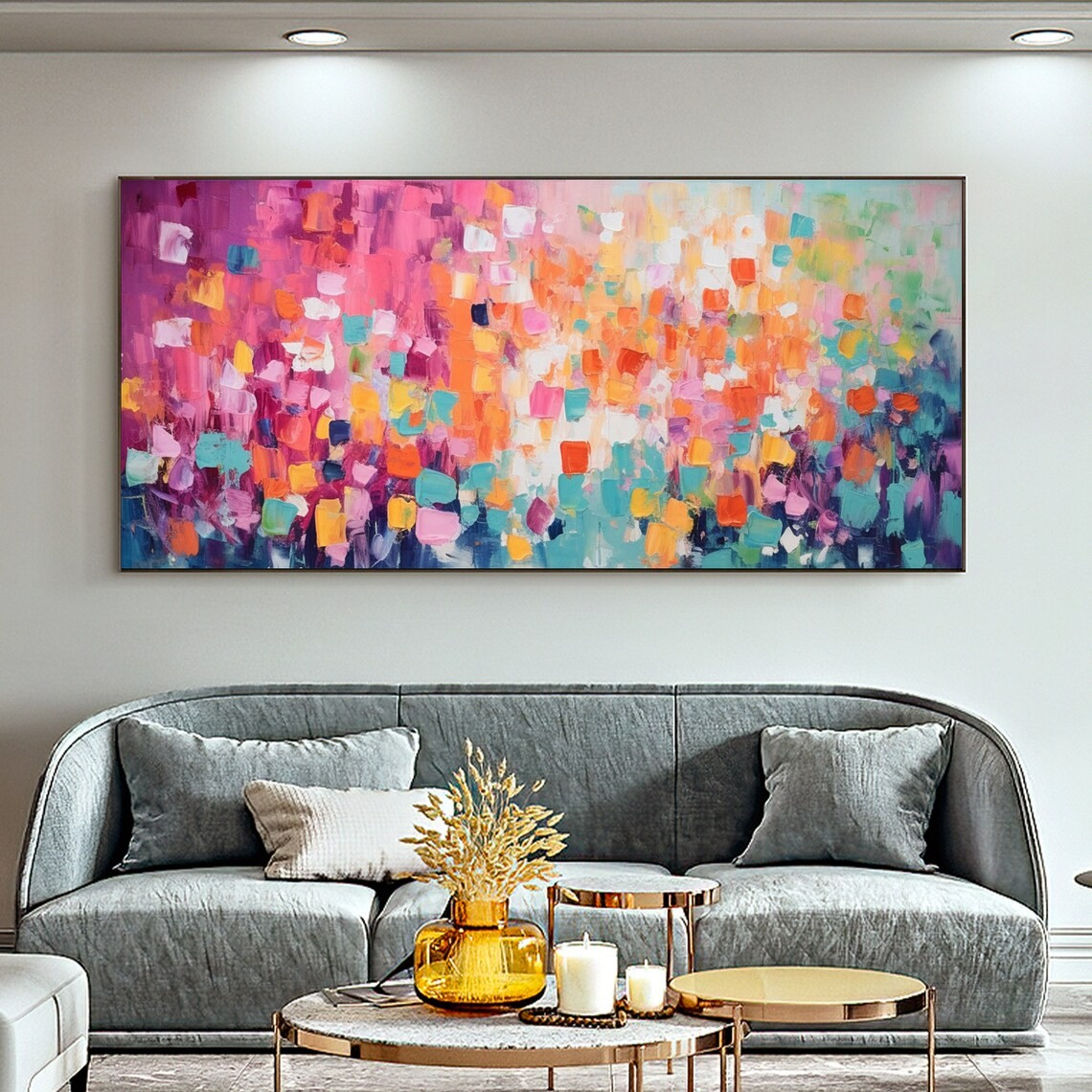 Colorful Abstract Block Oil Painting - Vibrant Modern Art #JJ 030