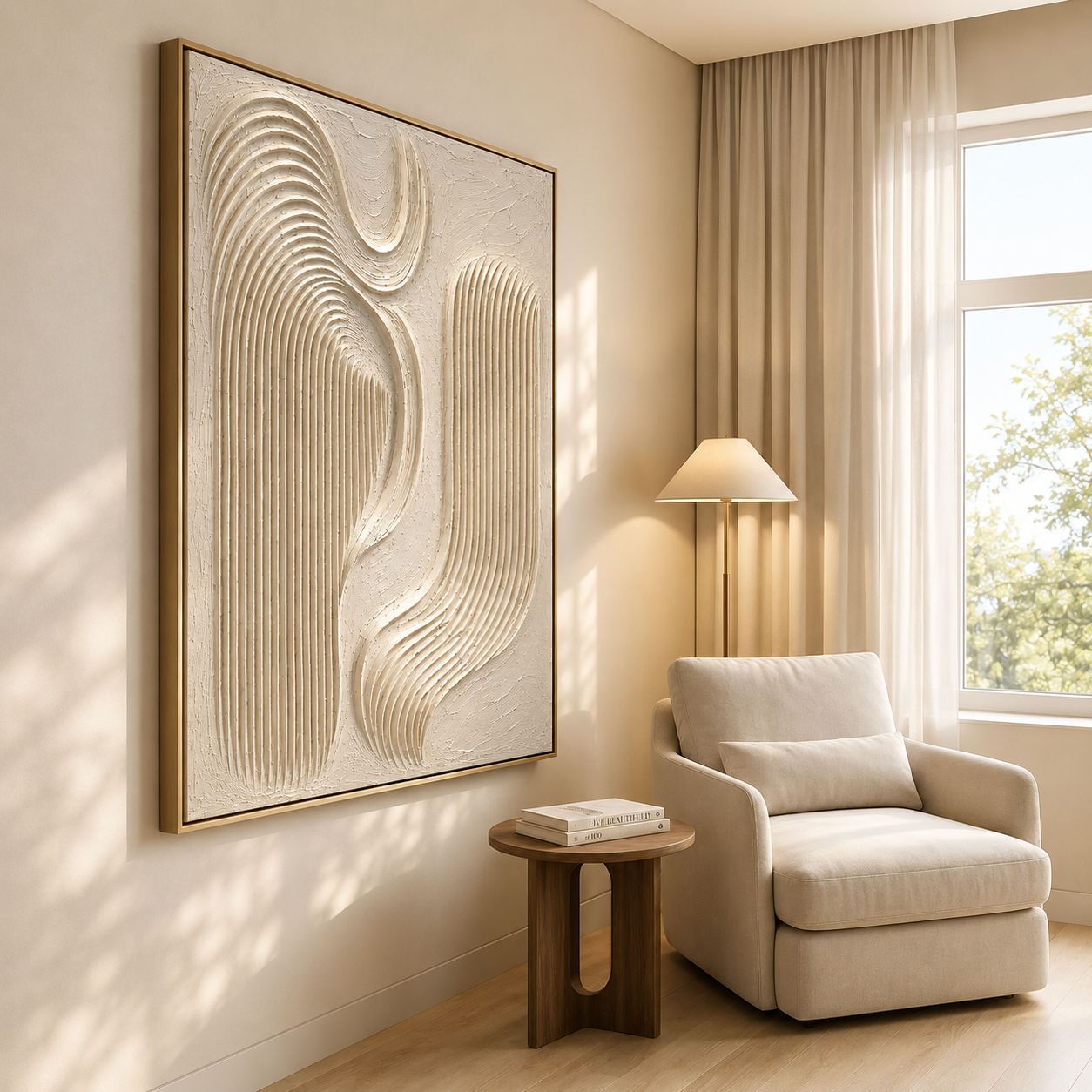 Ivory Flow – Plaster Texture Wall Art