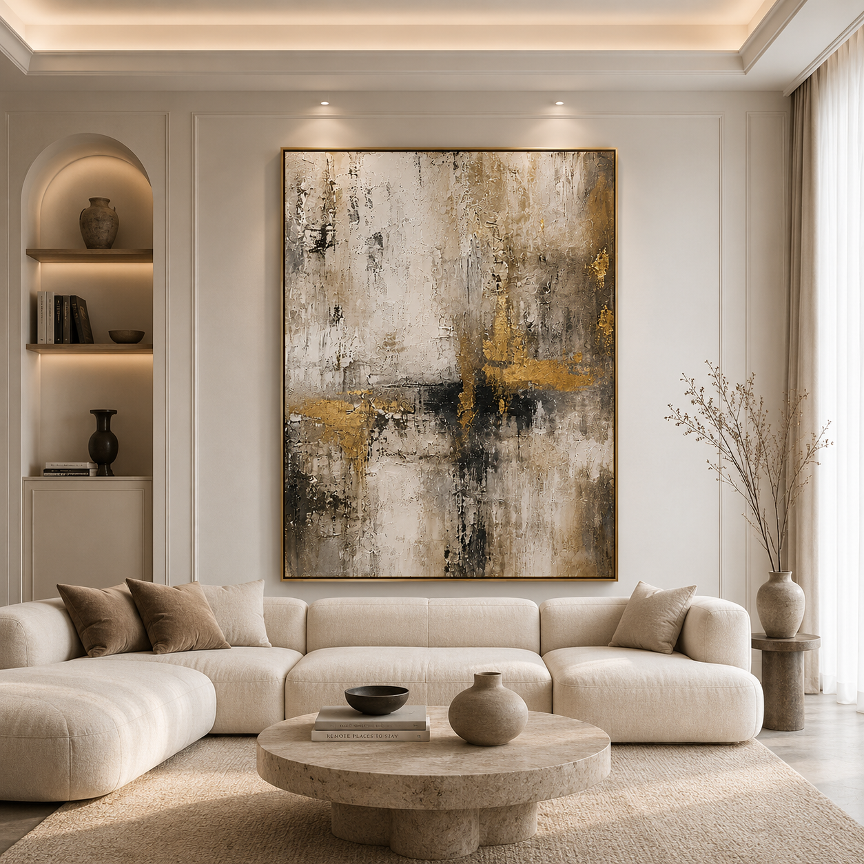 Golden Echoes – Luxury Textured Abstract Wall Art
