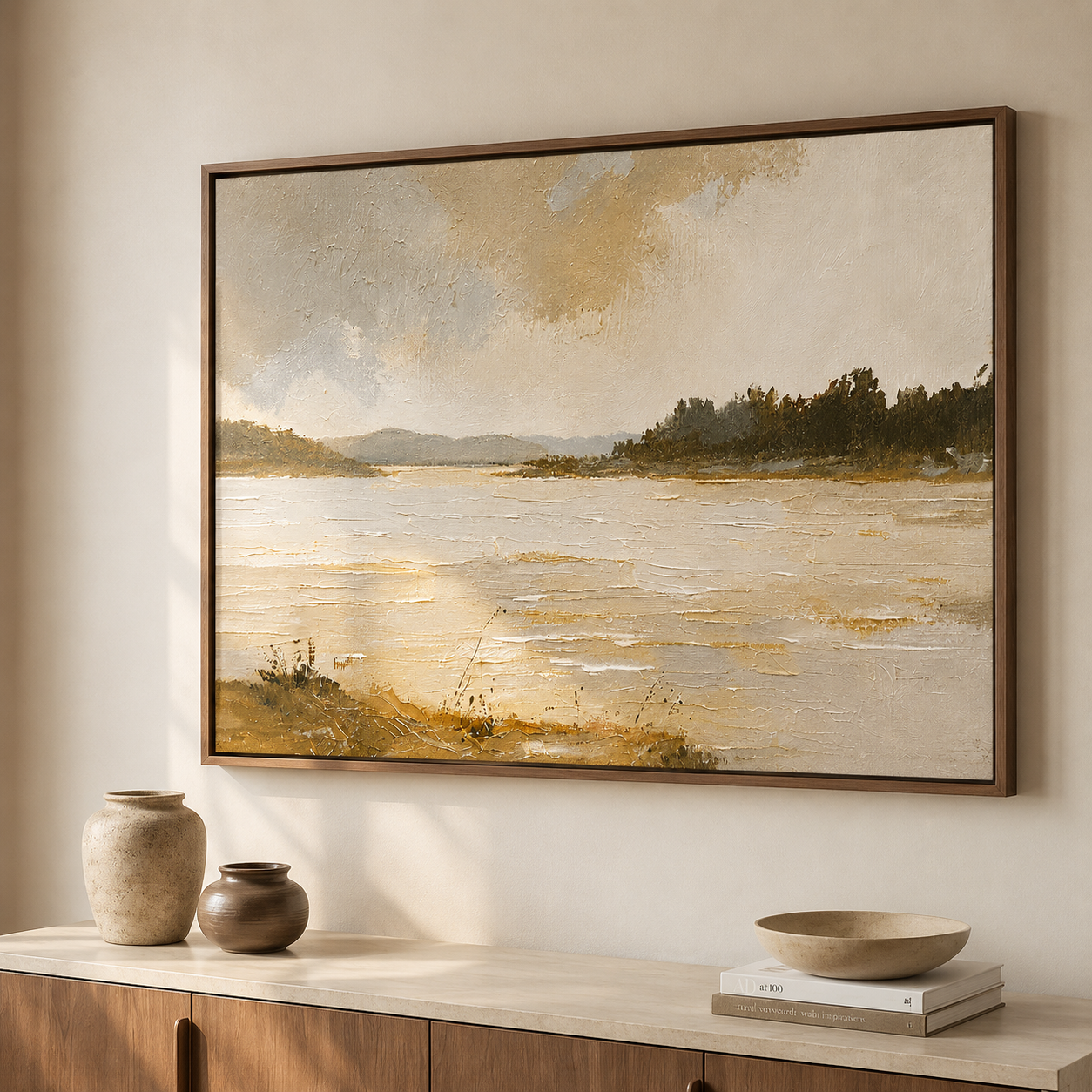 Quiet Shore – Neutral Coastal Landscape Minimalist Wall Art