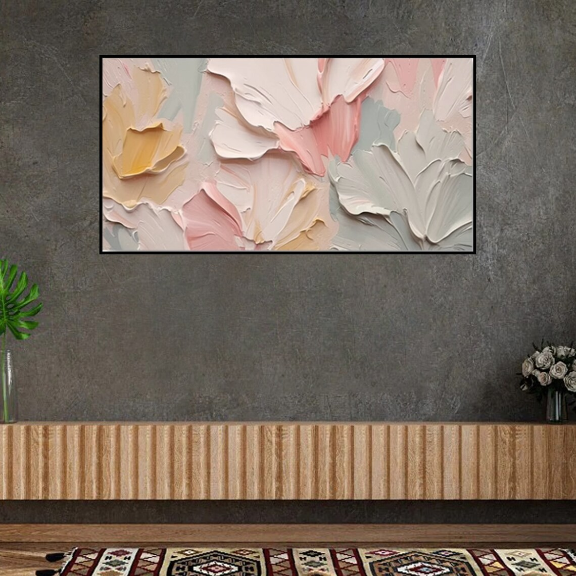 Textured Abstract Floral Painting - Pastel Wall Art #TC 094