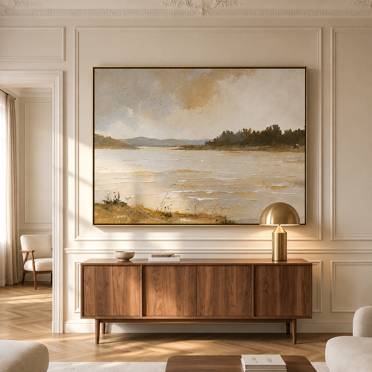 Quiet Shore – Neutral Coastal Landscape Minimalist Wall Art