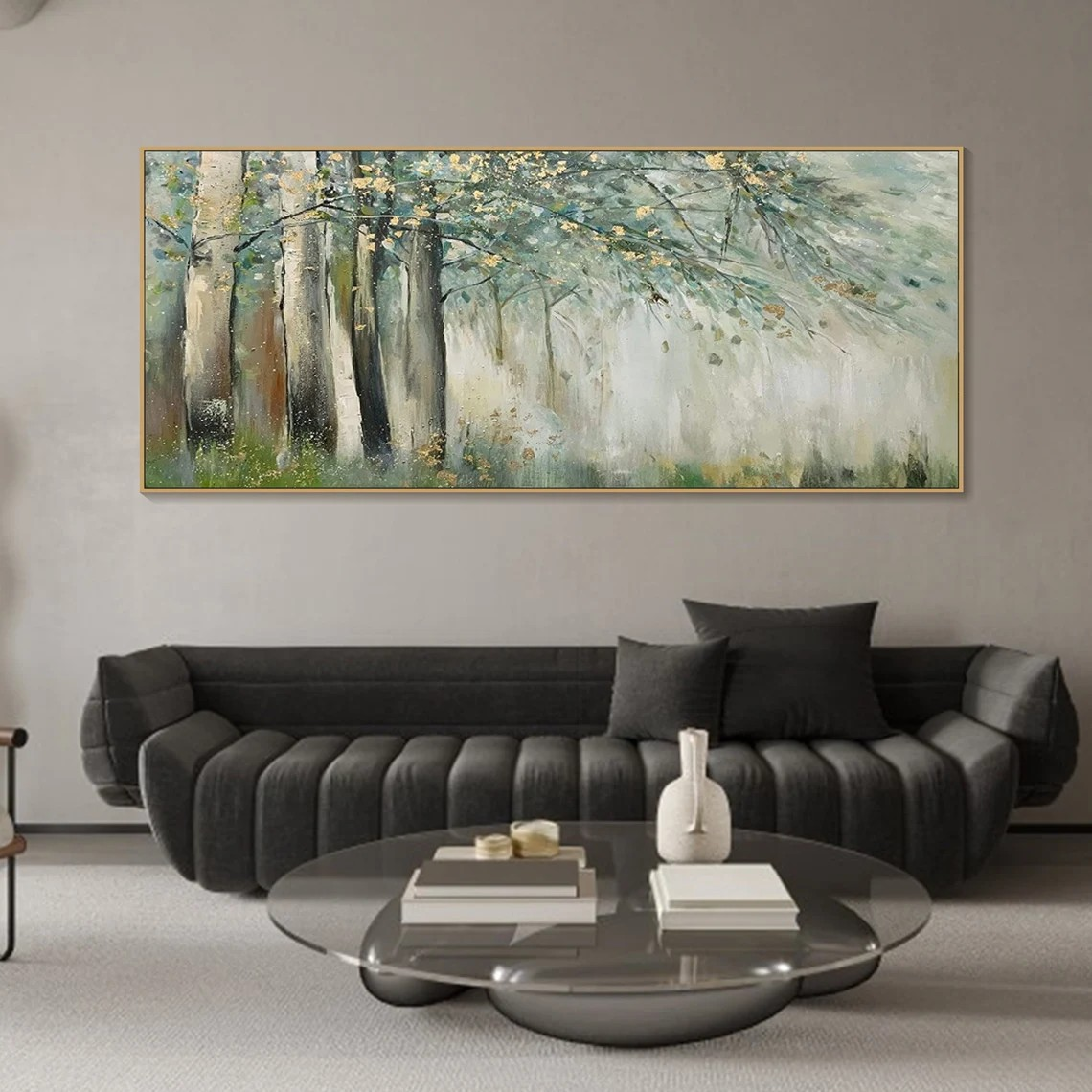 Impressionistic Forest Oil Painting - Misty Woodland Scene #JJ 020