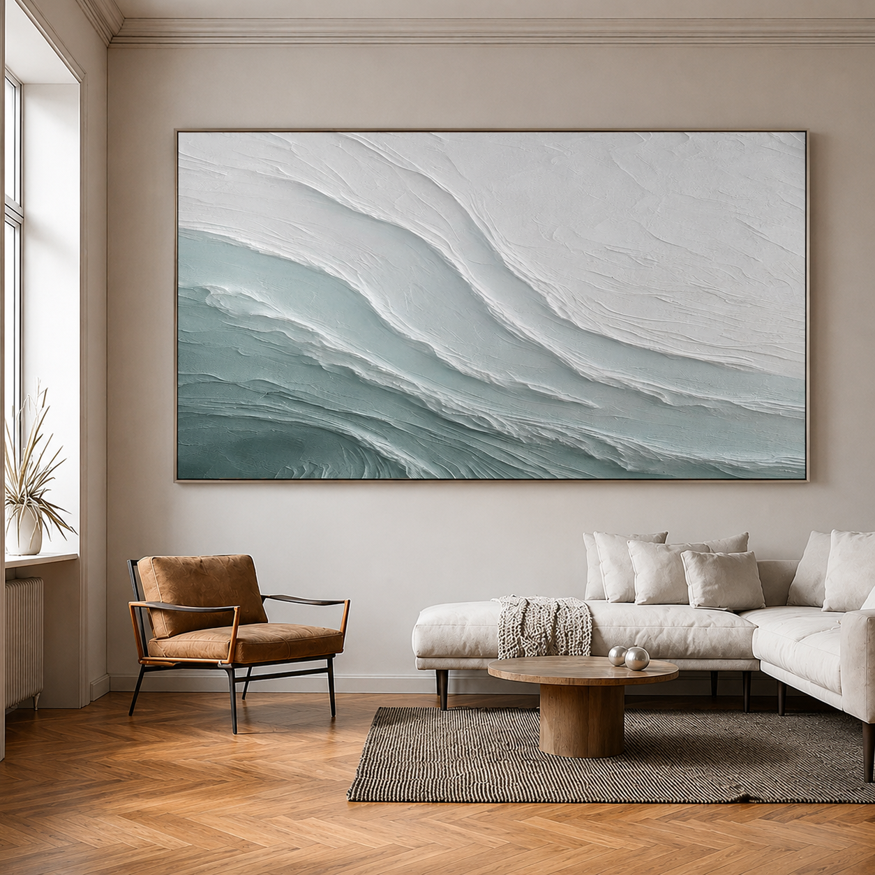 Tidal Silence – Coastal Textured Wall Art for Modern Minimalist Interiors