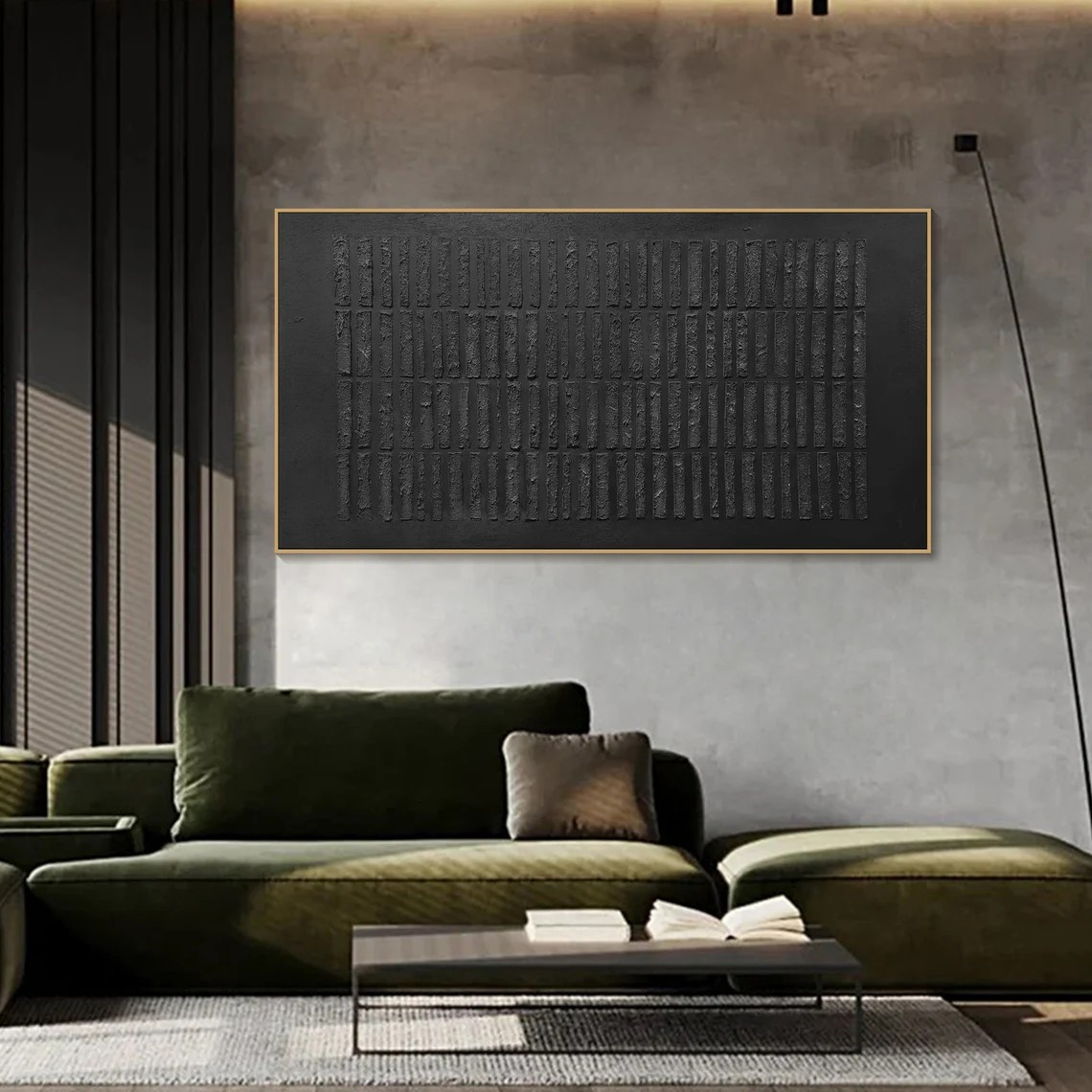 Large Modern Black Textured Wall Art #TC 084