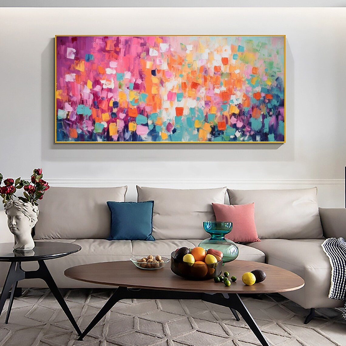 Colorful Abstract Block Oil Painting - Vibrant Modern Art #JJ 030