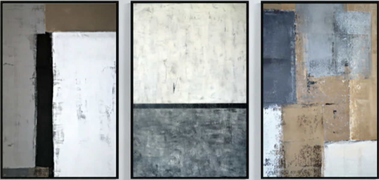 3 Piece Abstract Wall Art Set | Large Neutral Geometric Canvas #ZZ 265